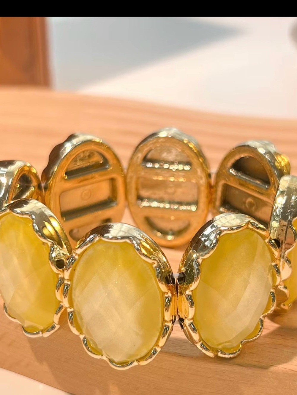Yellow Stone Gold-Tone Stretch Bracelet - Women Jewelry